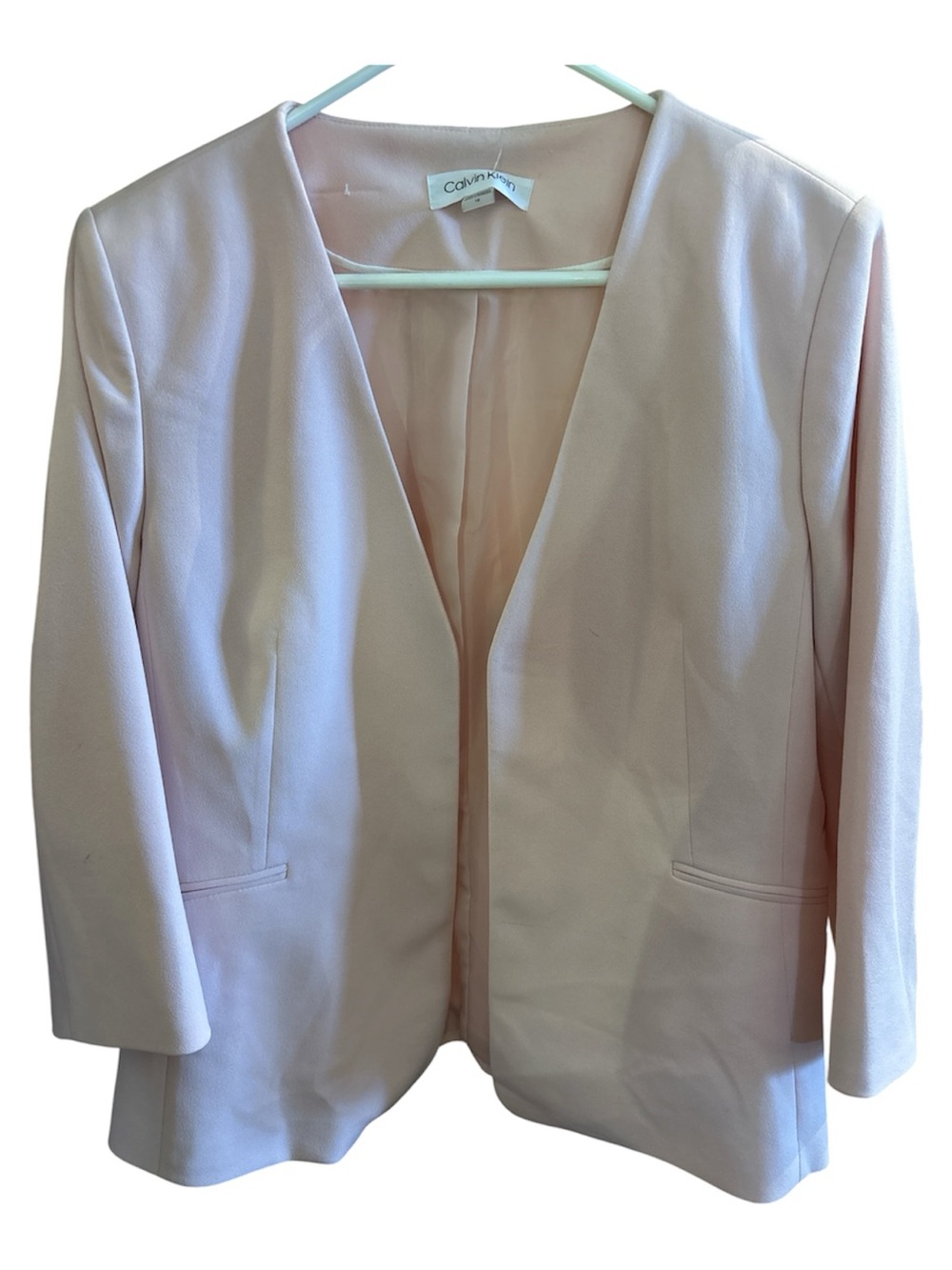 Calvin Klein Blush Open-Front Blazer